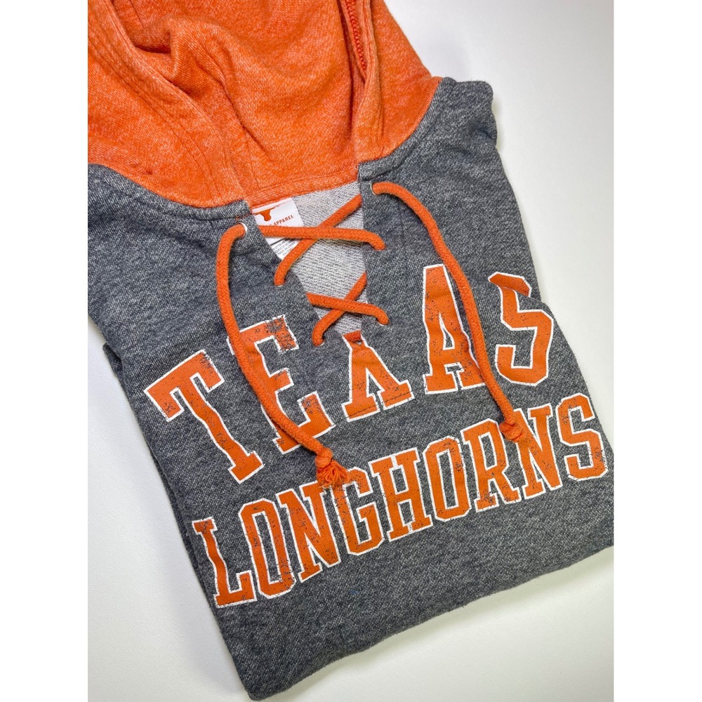 Longhorn Apparel Texas Longhorns Lace Up Hoodie Grey Orange Large UTTX